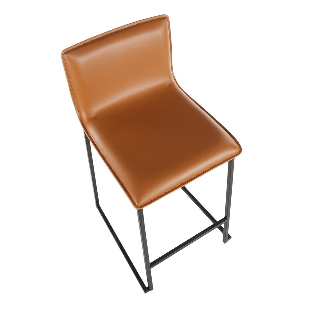 Black Metal, Camel PU Mara Counter Stool - Set of 2. Picture 7