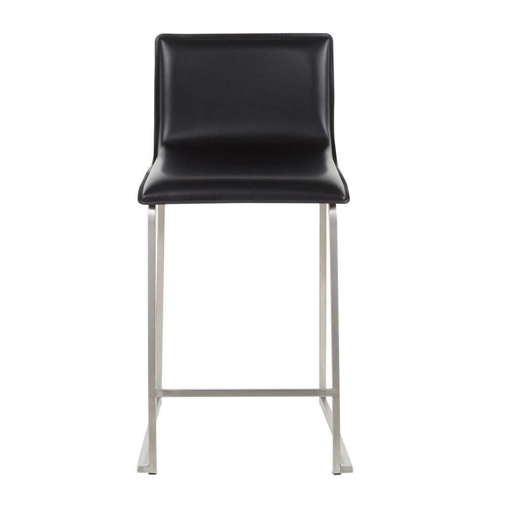 Stainless Steel, Black PU Mara Counter Stool - Set of 2. Picture 6