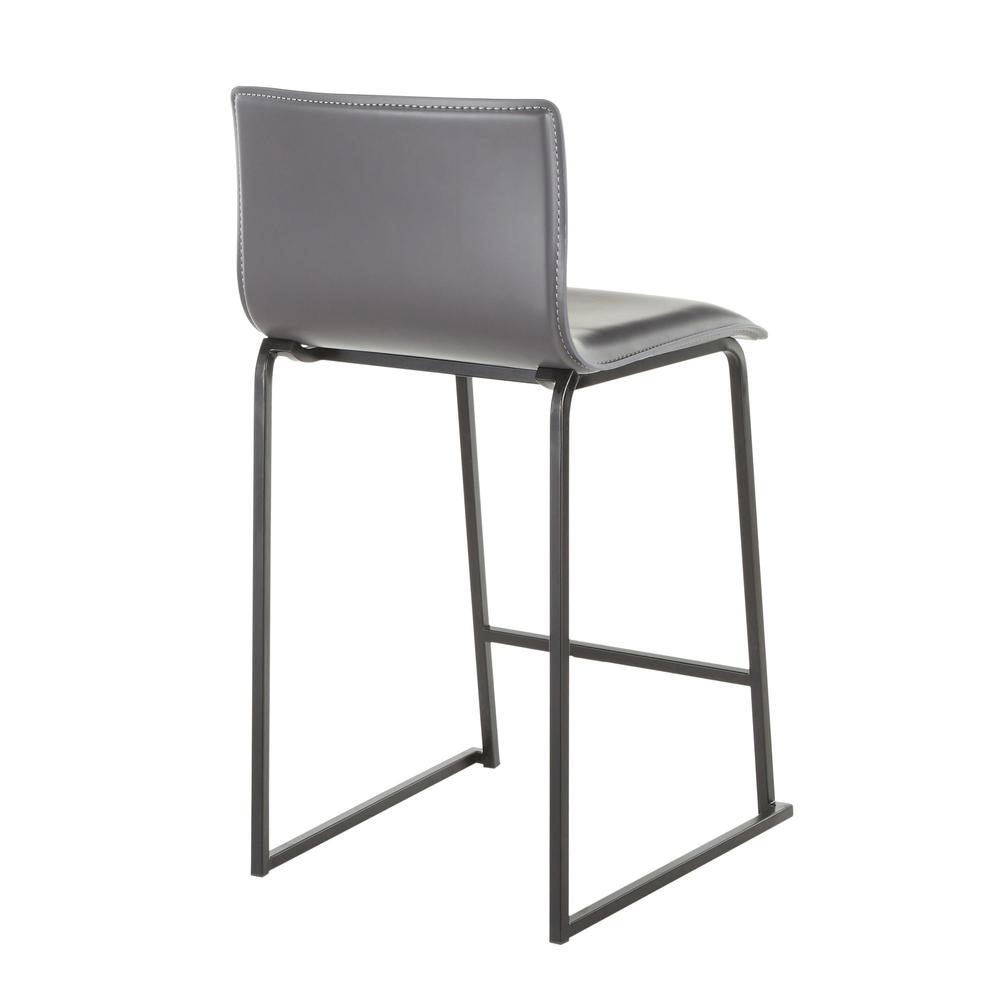 Black Metal, Grey PU Mara Counter Stool - Set of 2. Picture 4