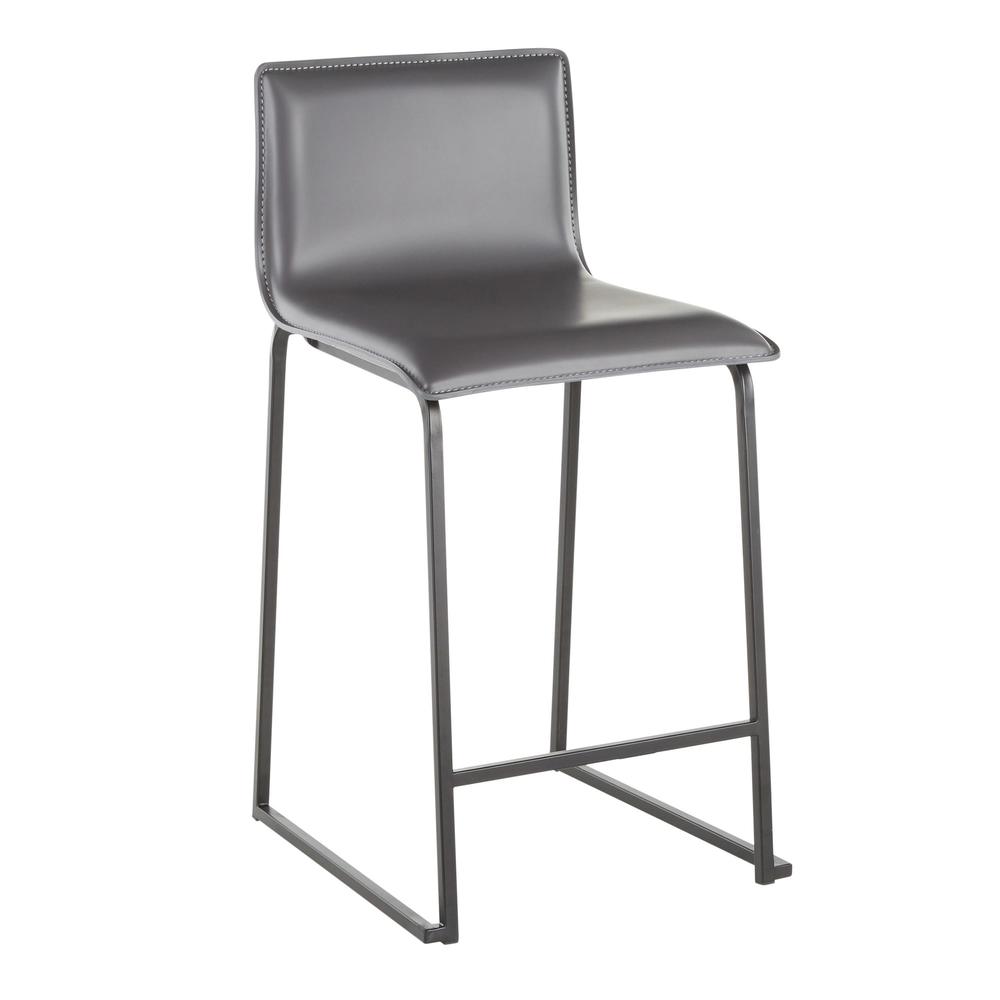 Black Metal, Grey PU Mara Counter Stool - Set of 2. Picture 2