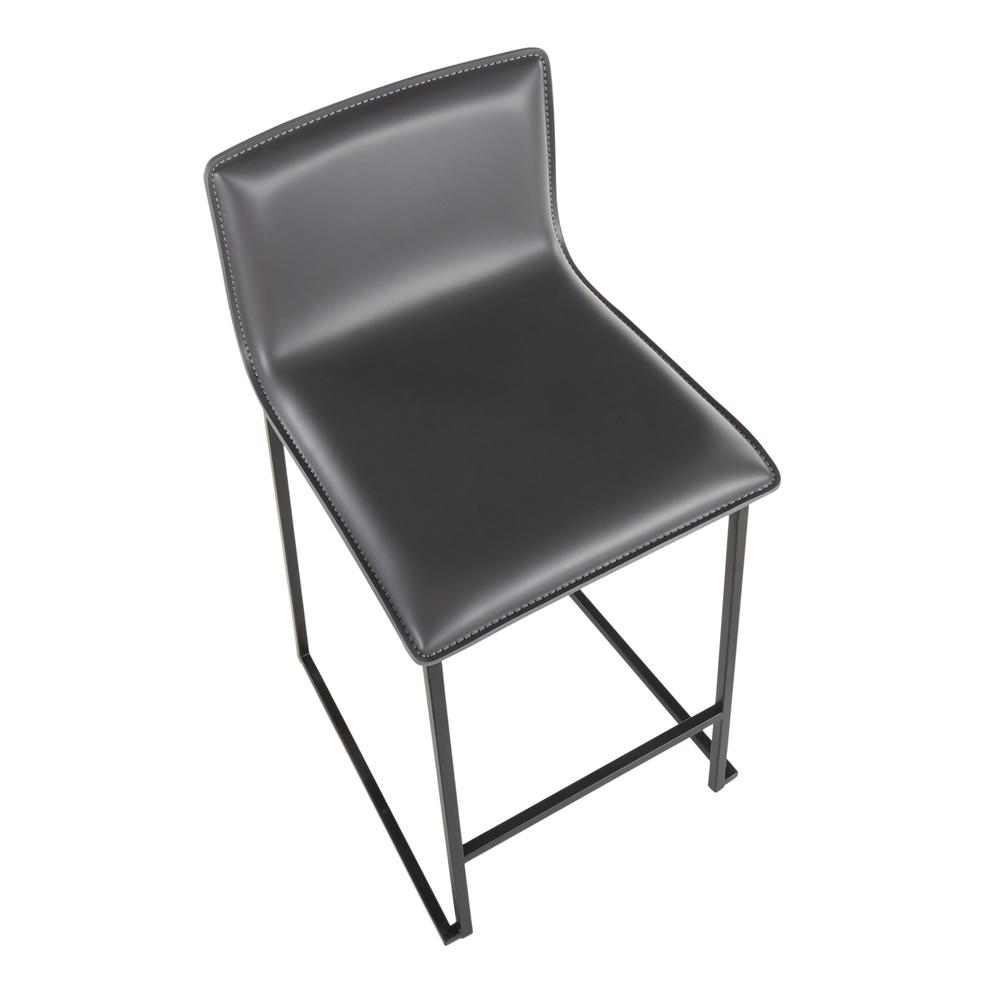 Black Metal, Grey PU Mara Counter Stool - Set of 2. Picture 7