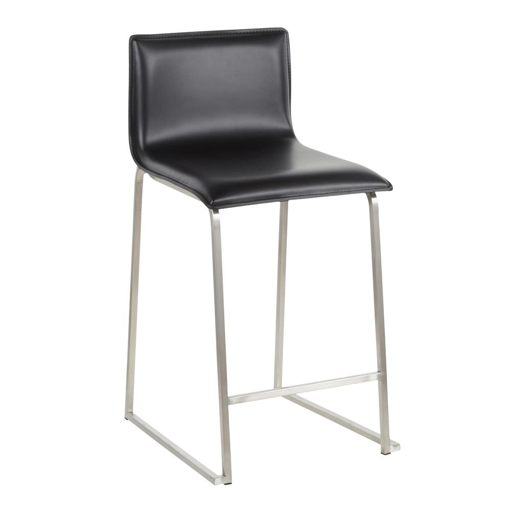 Stainless Steel, Black PU Mara Counter Stool - Set of 2. Picture 2