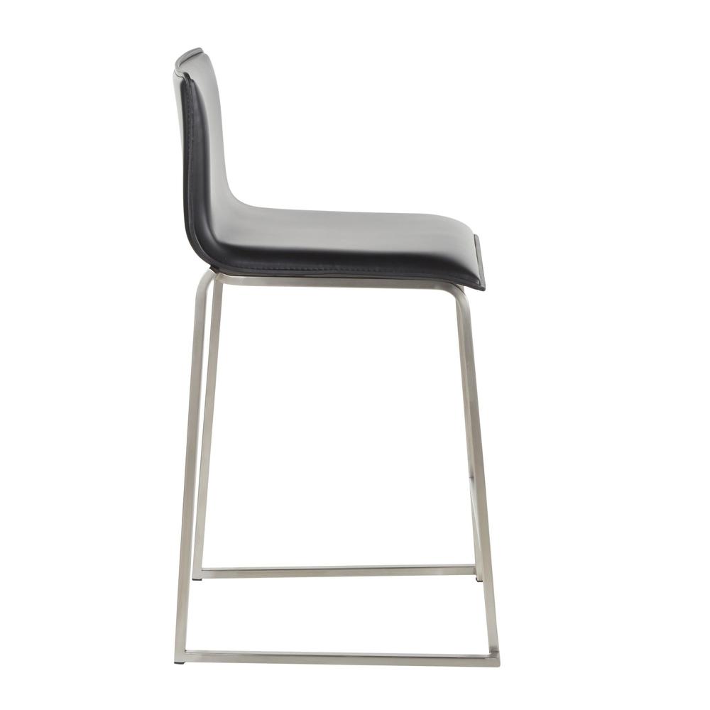 Stainless Steel, Black PU Mara Counter Stool - Set of 2. Picture 3