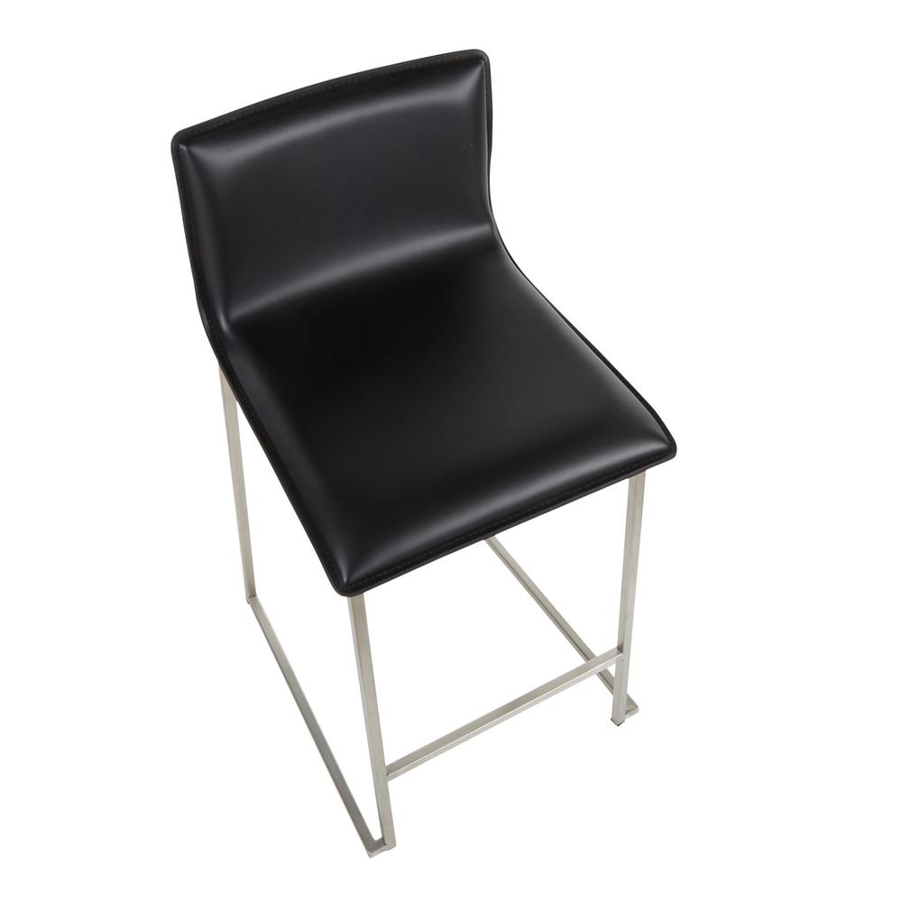 Stainless Steel, Black PU Mara Counter Stool - Set of 2. Picture 7