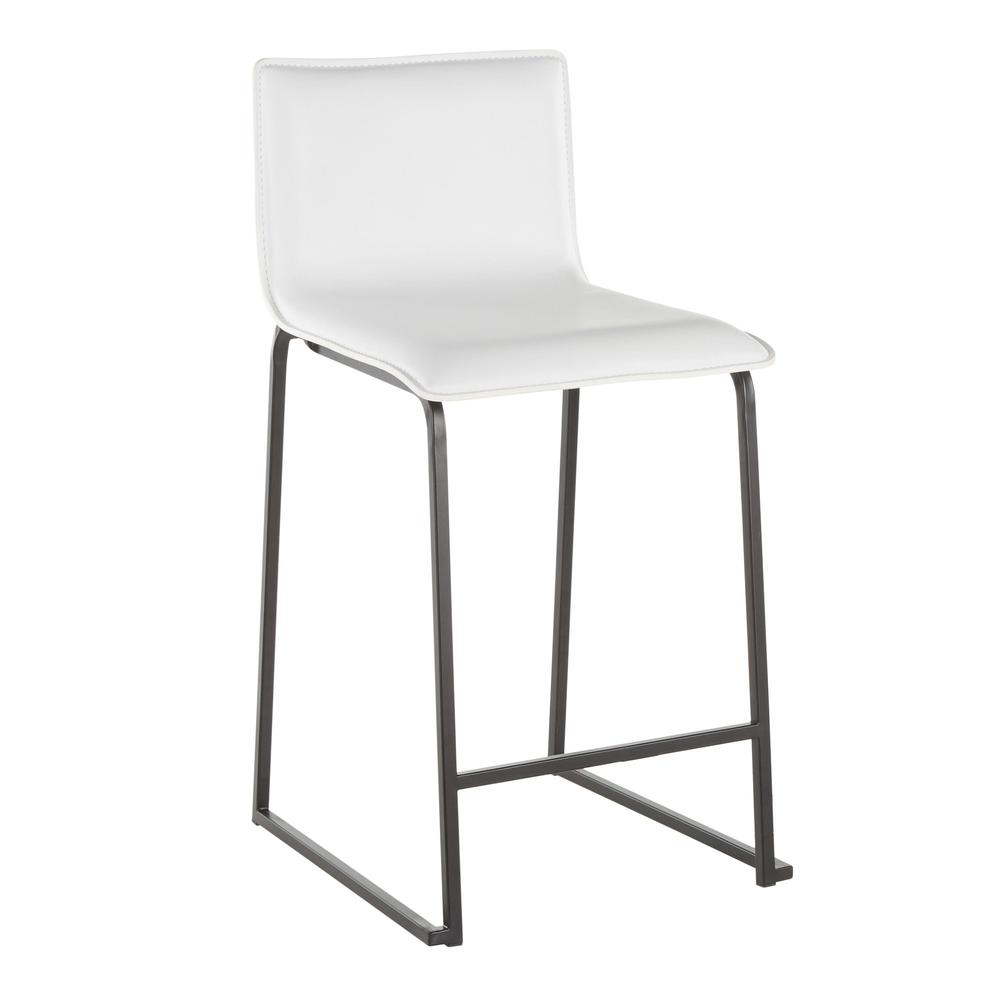 Black Metal, White PU Mara Counter Stool - Set of 2. Picture 2