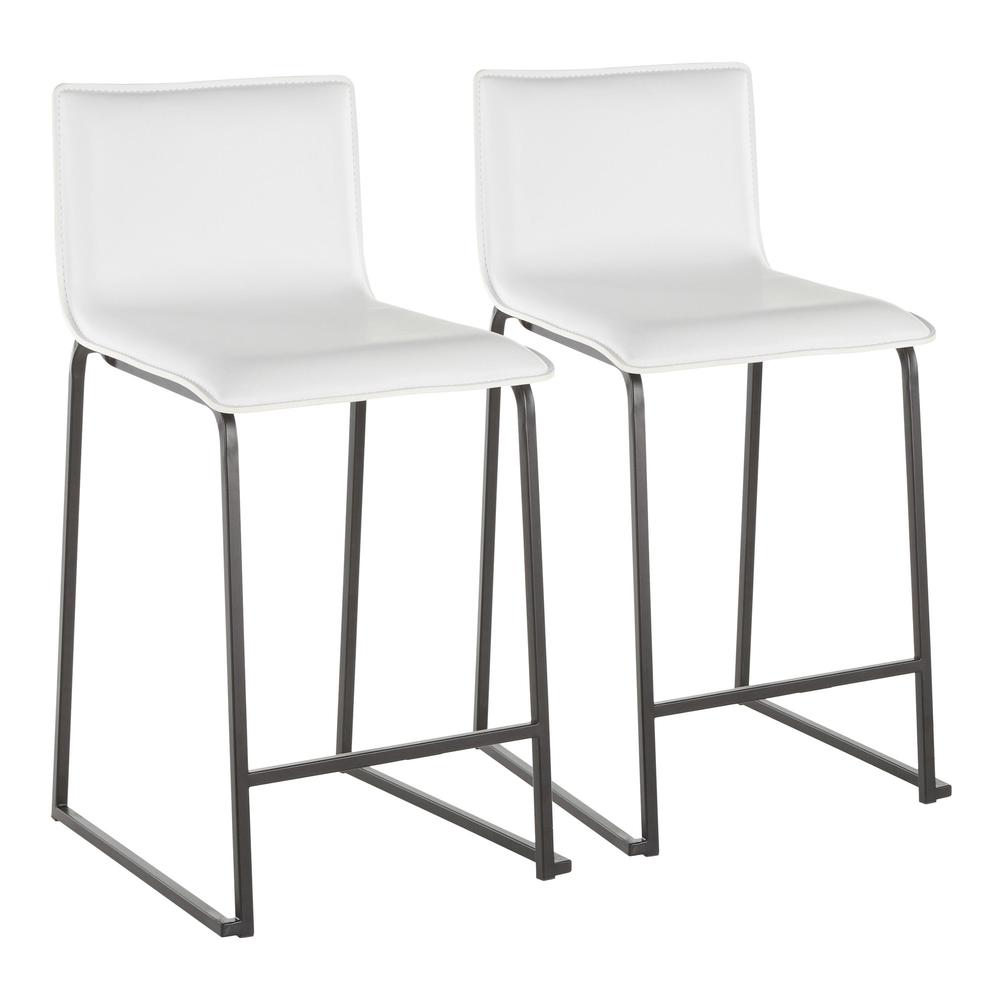 Black Metal, White PU Mara Counter Stool - Set of 2. Picture 1