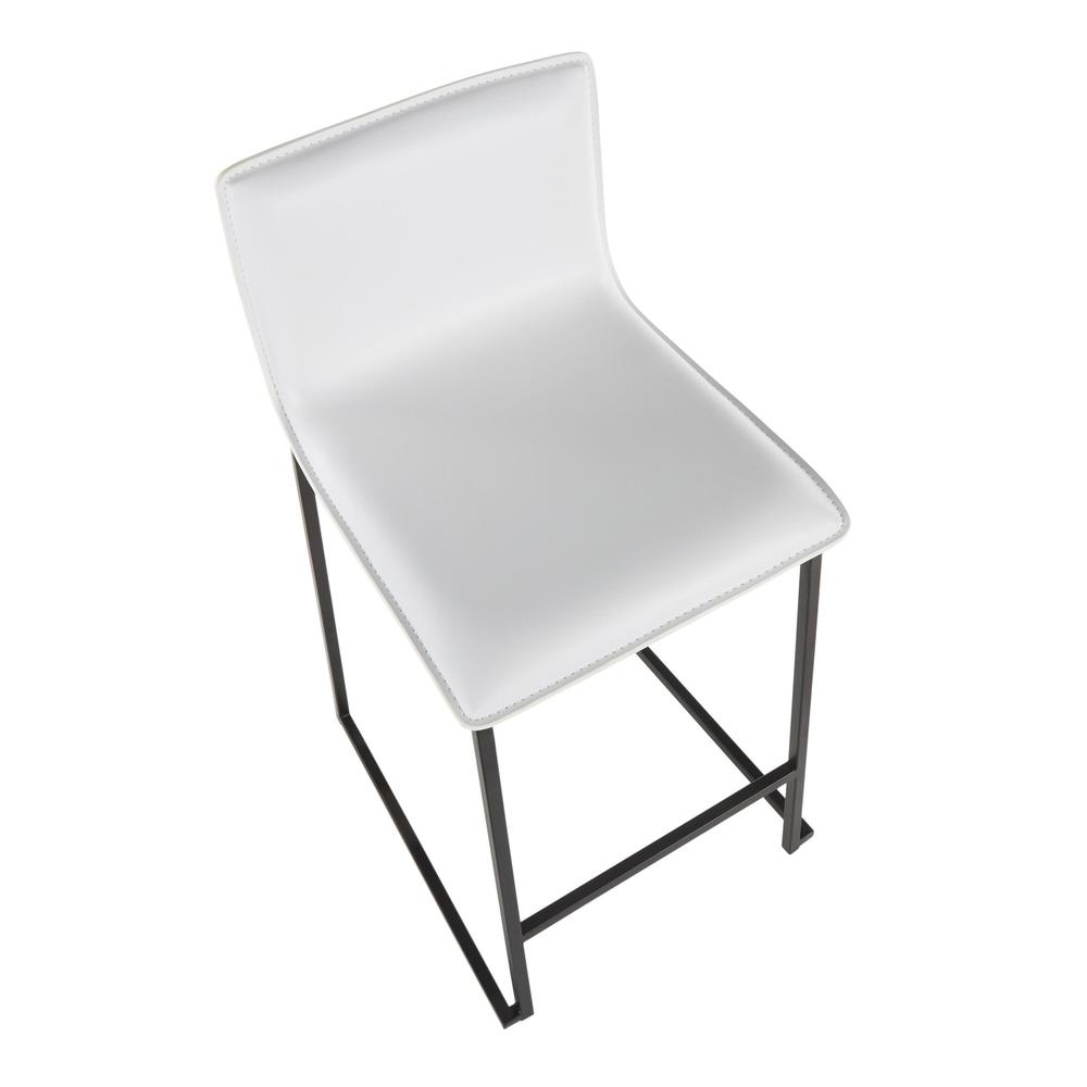 Black Metal, White PU Mara Counter Stool - Set of 2. Picture 7