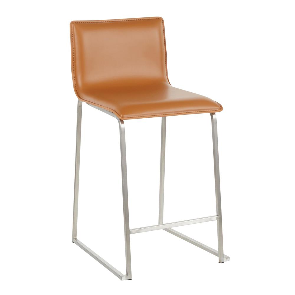 Stainless Steel, Camel PU Mara Counter Stool - Set of 2. Picture 2