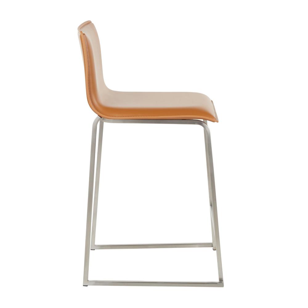 Stainless Steel, Camel PU Mara Counter Stool - Set of 2. Picture 3