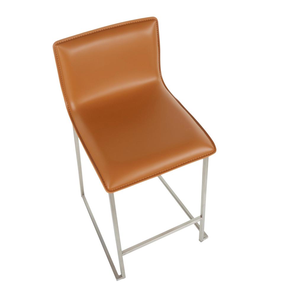 Stainless Steel, Camel PU Mara Counter Stool - Set of 2. Picture 7