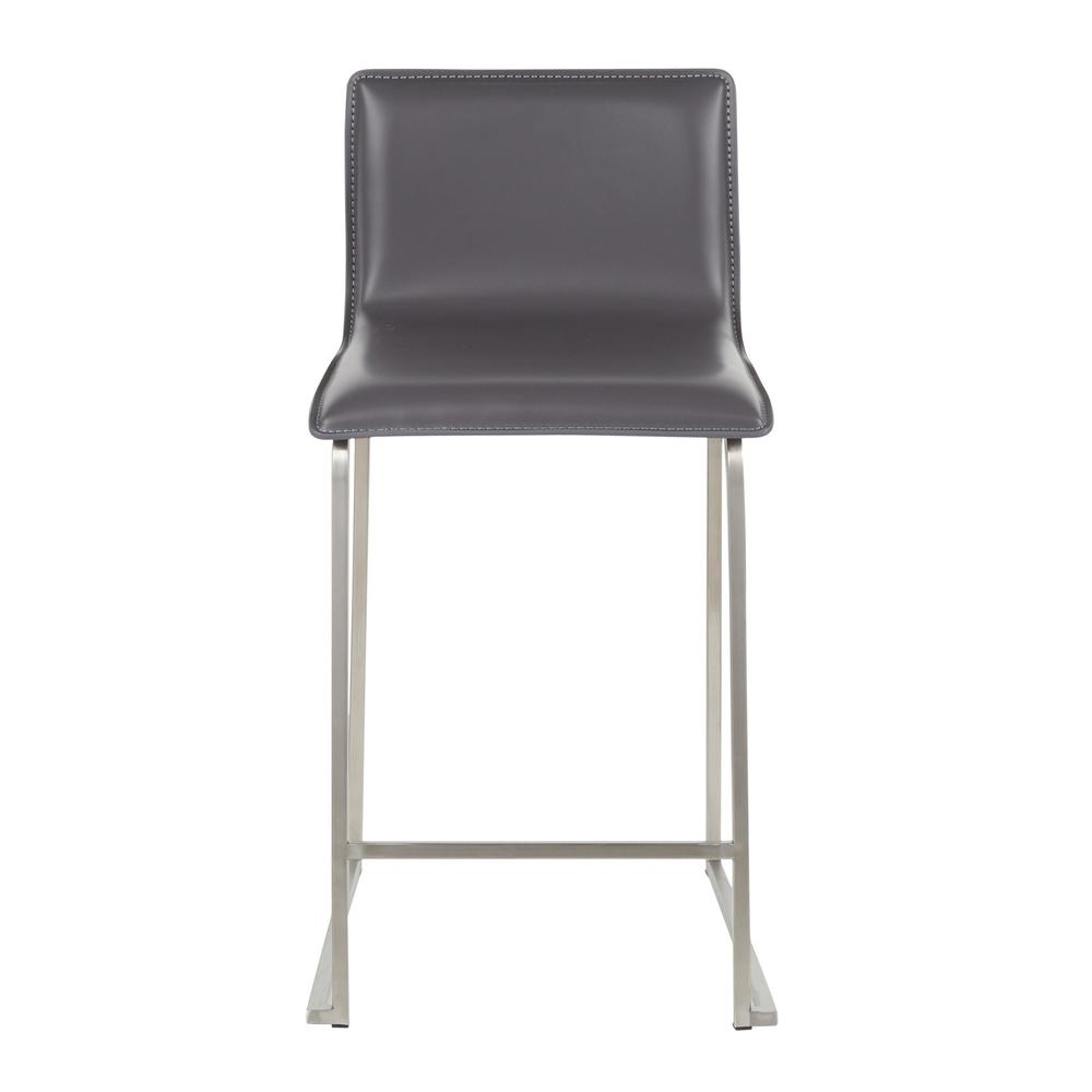 Stainless Steel, Grey PU Mara Counter Stool - Set of 2. Picture 6