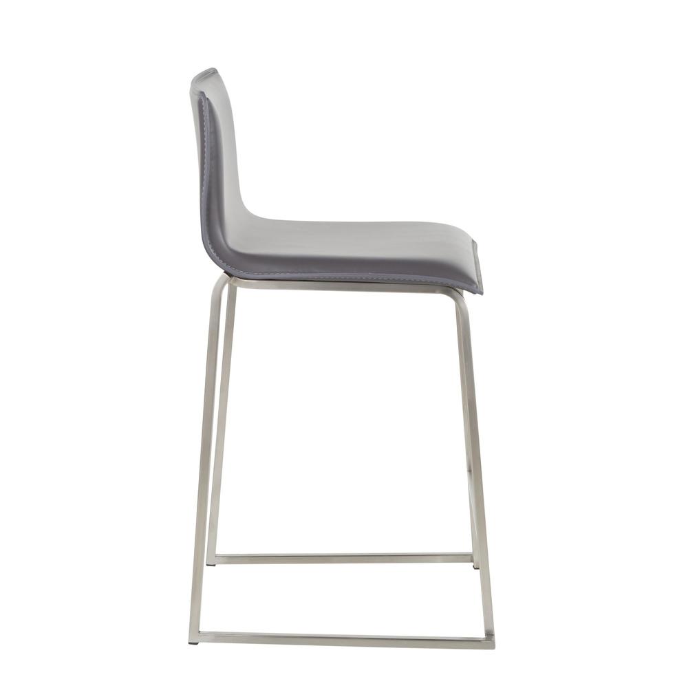 Stainless Steel, Grey PU Mara Counter Stool - Set of 2. Picture 3