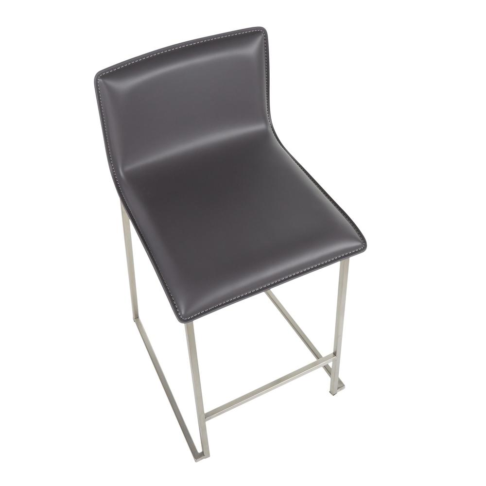 Stainless Steel, Grey PU Mara Counter Stool - Set of 2. Picture 7