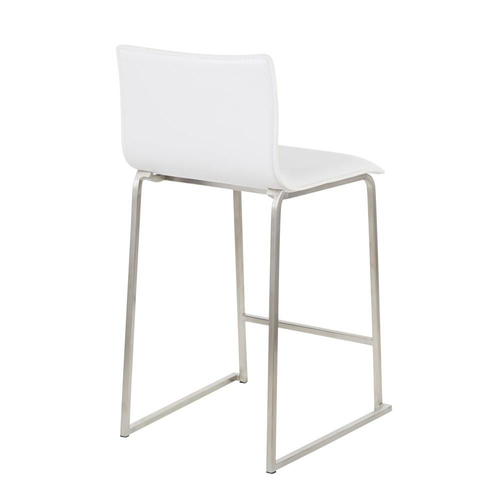 Stainless Steel, White PU Mara Counter Stool - Set of 2. Picture 4
