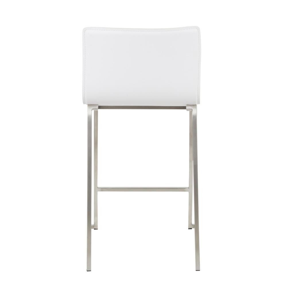 Stainless Steel, White PU Mara Counter Stool - Set of 2. Picture 5