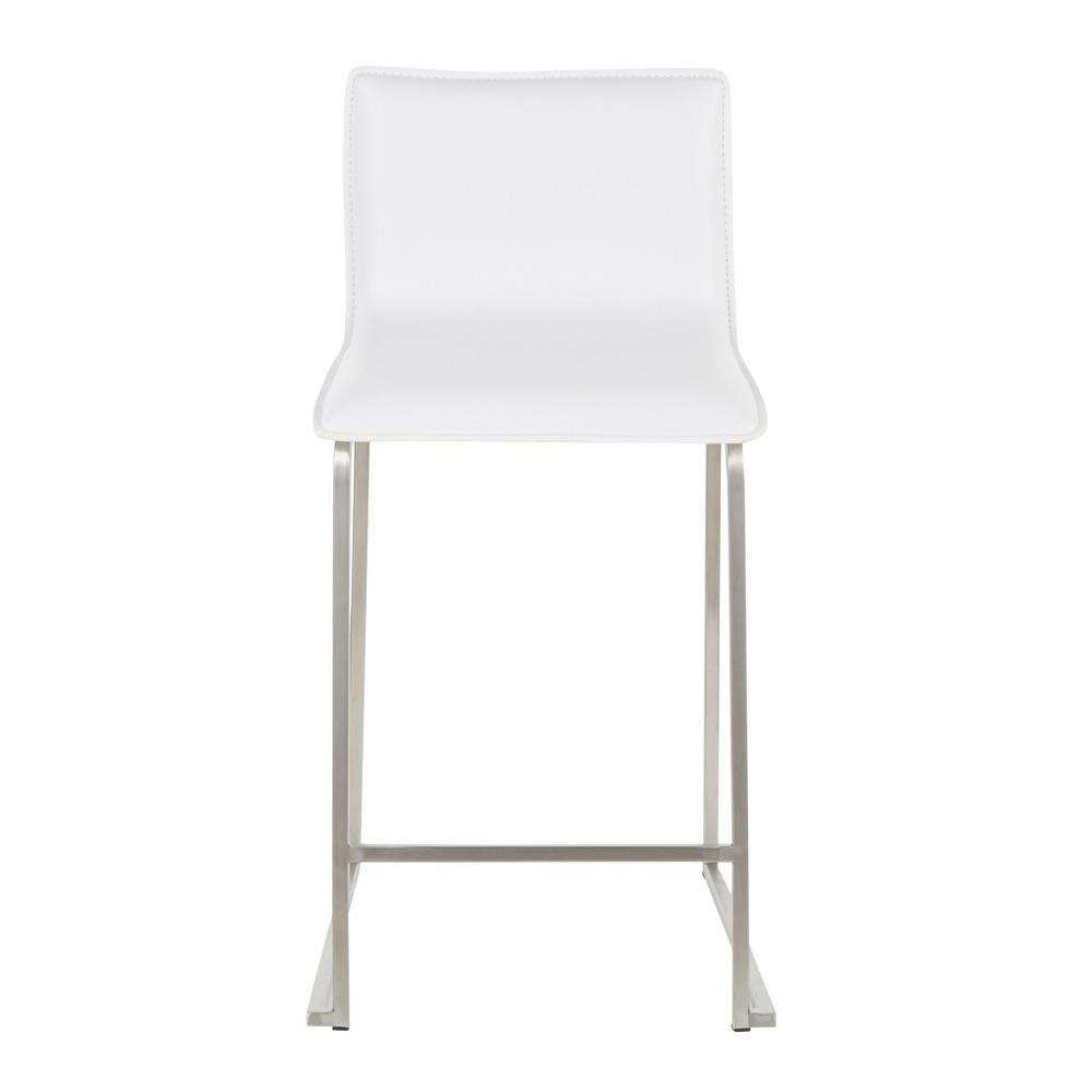 Stainless Steel, White PU Mara Counter Stool - Set of 2. Picture 6