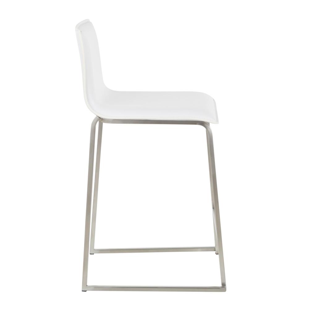 Stainless Steel, White PU Mara Counter Stool - Set of 2. Picture 3