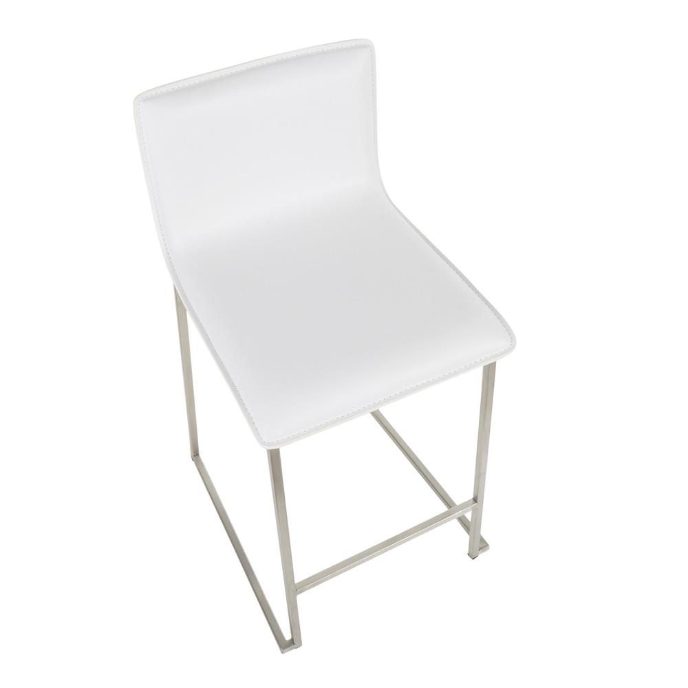 Stainless Steel, White PU Mara Counter Stool - Set of 2. Picture 7