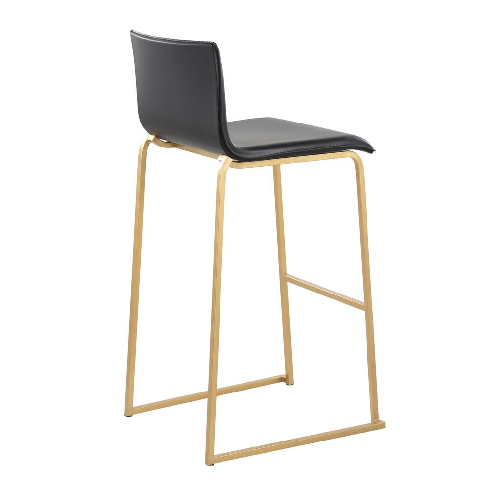 Gold Steel, Black PU Mara Barstool - Set of 2. Picture 4