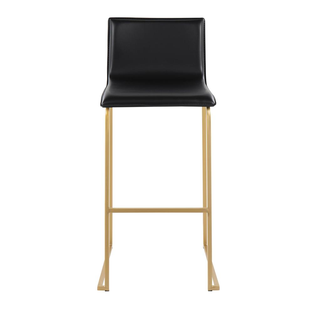Gold Steel, Black PU Mara Barstool - Set of 2. Picture 6