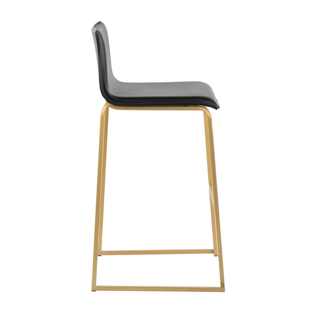 Gold Steel, Black PU Mara Barstool - Set of 2. Picture 3