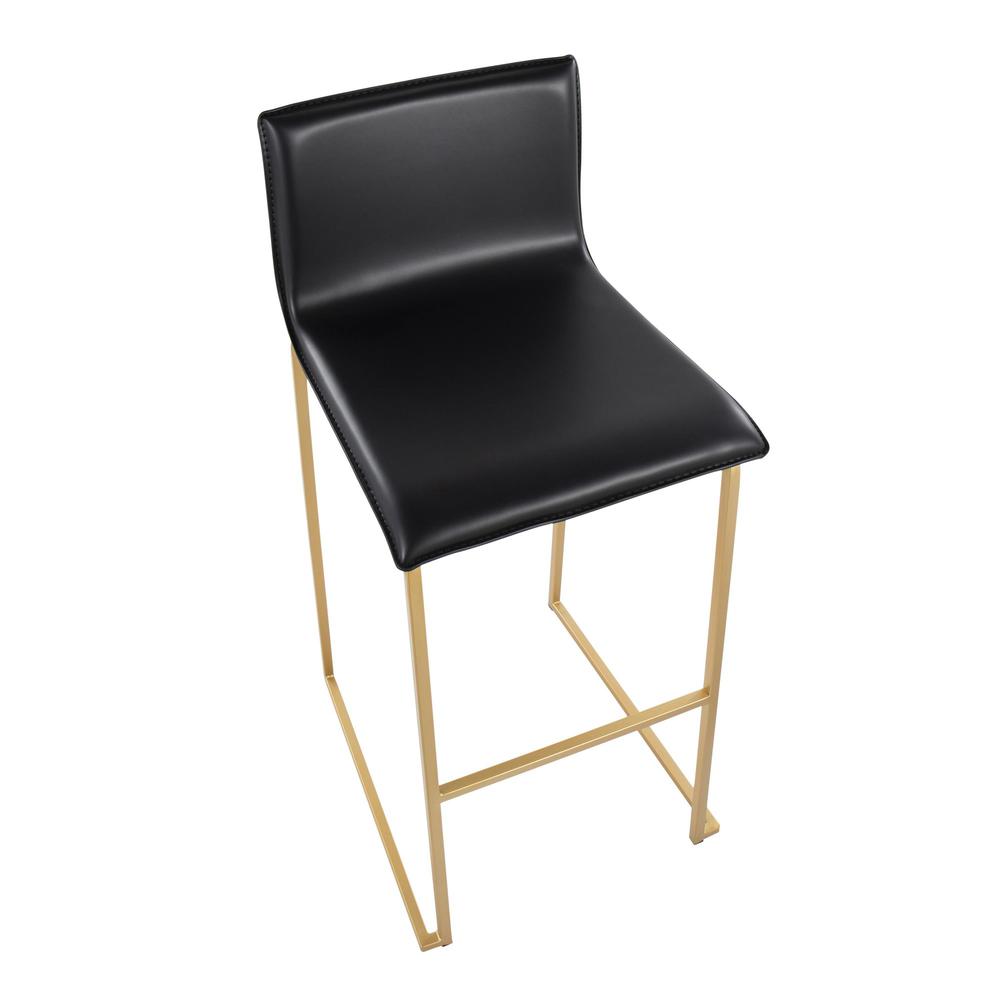 Gold Steel, Black PU Mara Barstool - Set of 2. Picture 7
