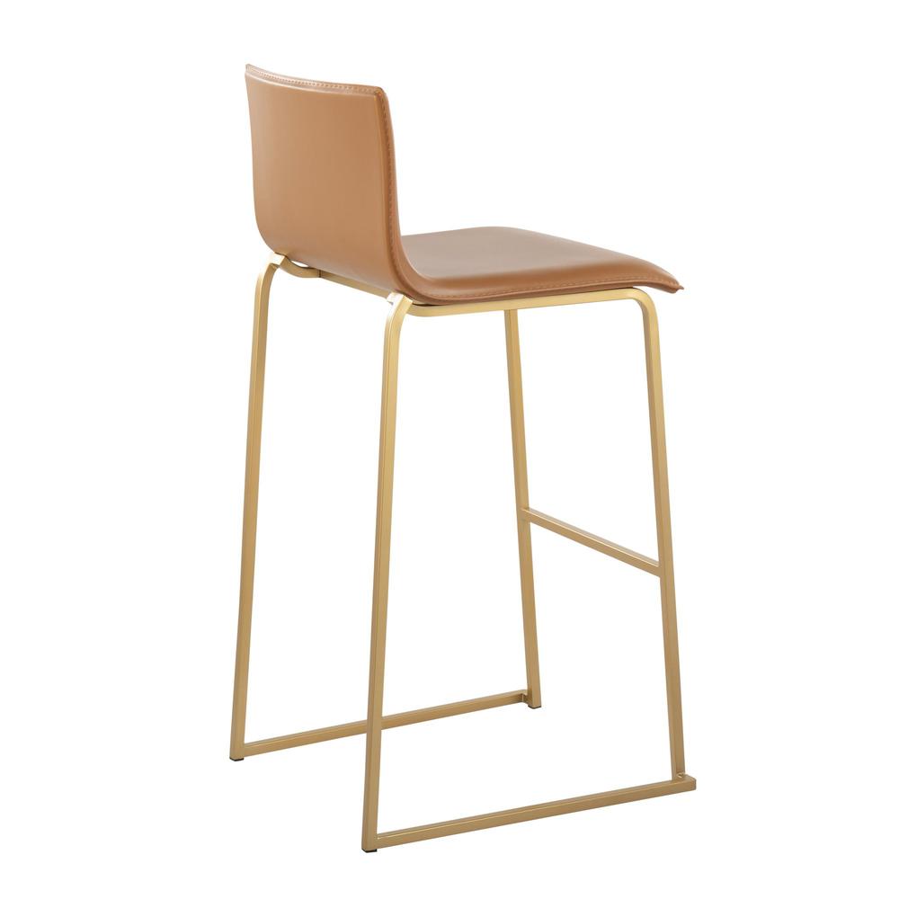 Gold Steel, Camel PU Mara Barstool - Set of 2. Picture 4
