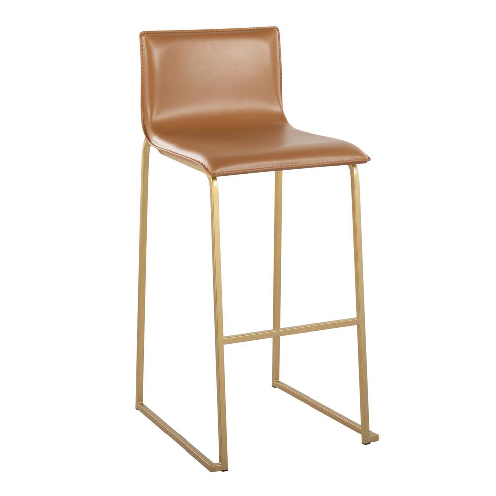 Gold Steel, Camel PU Mara Barstool - Set of 2. Picture 2
