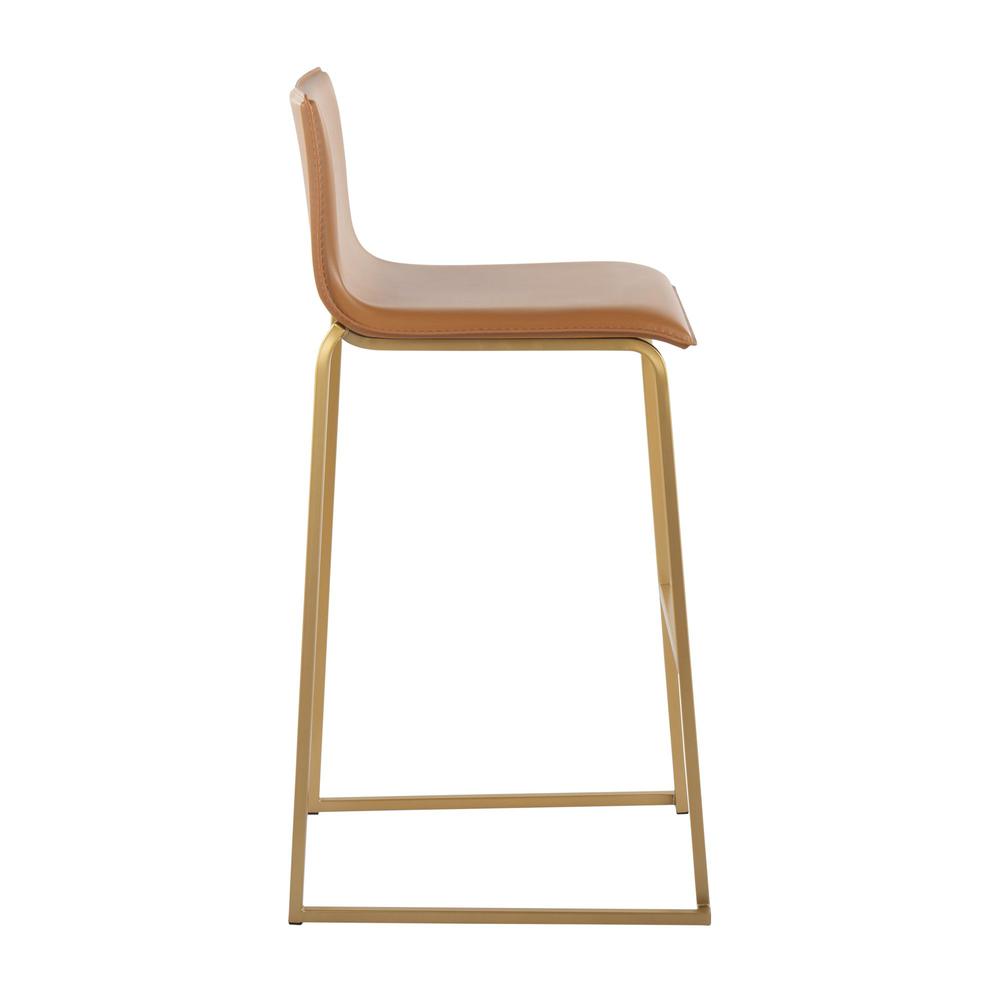 Gold Steel, Camel PU Mara Barstool - Set of 2. Picture 3