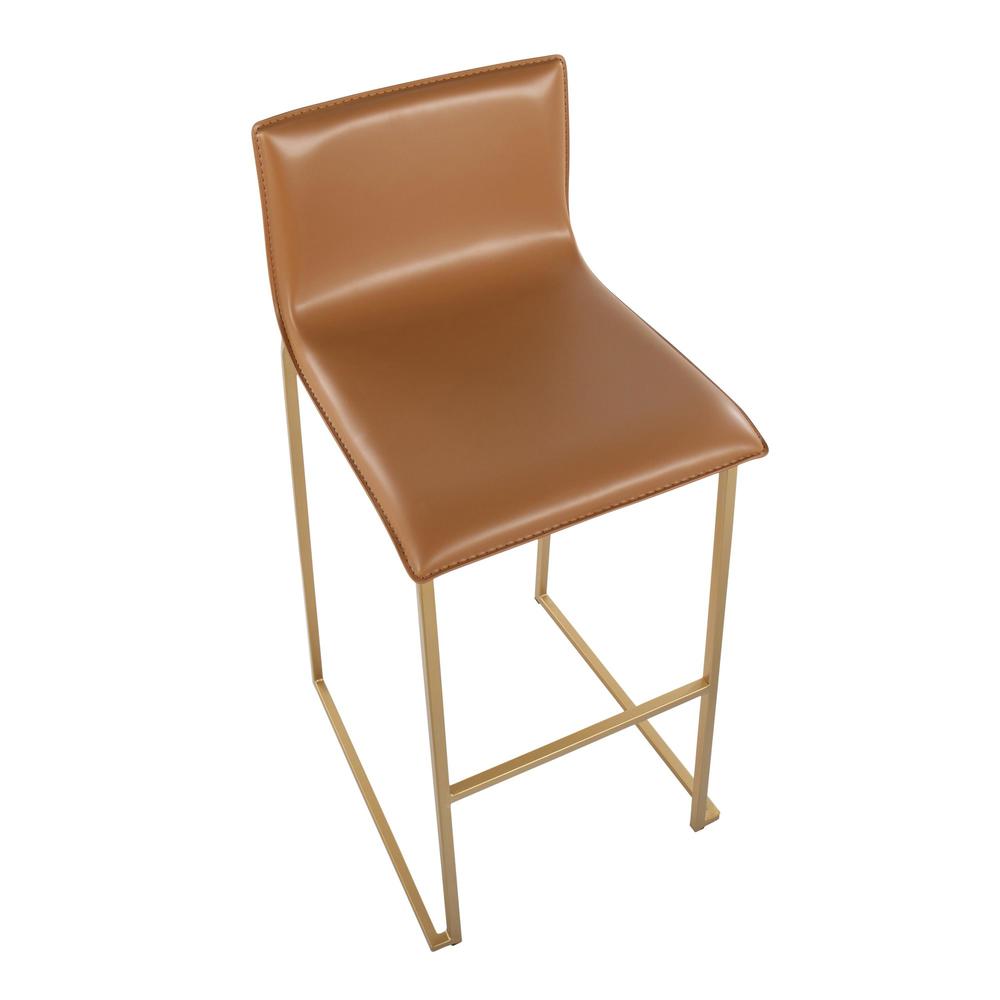 Gold Steel, Camel PU Mara Barstool - Set of 2. Picture 7