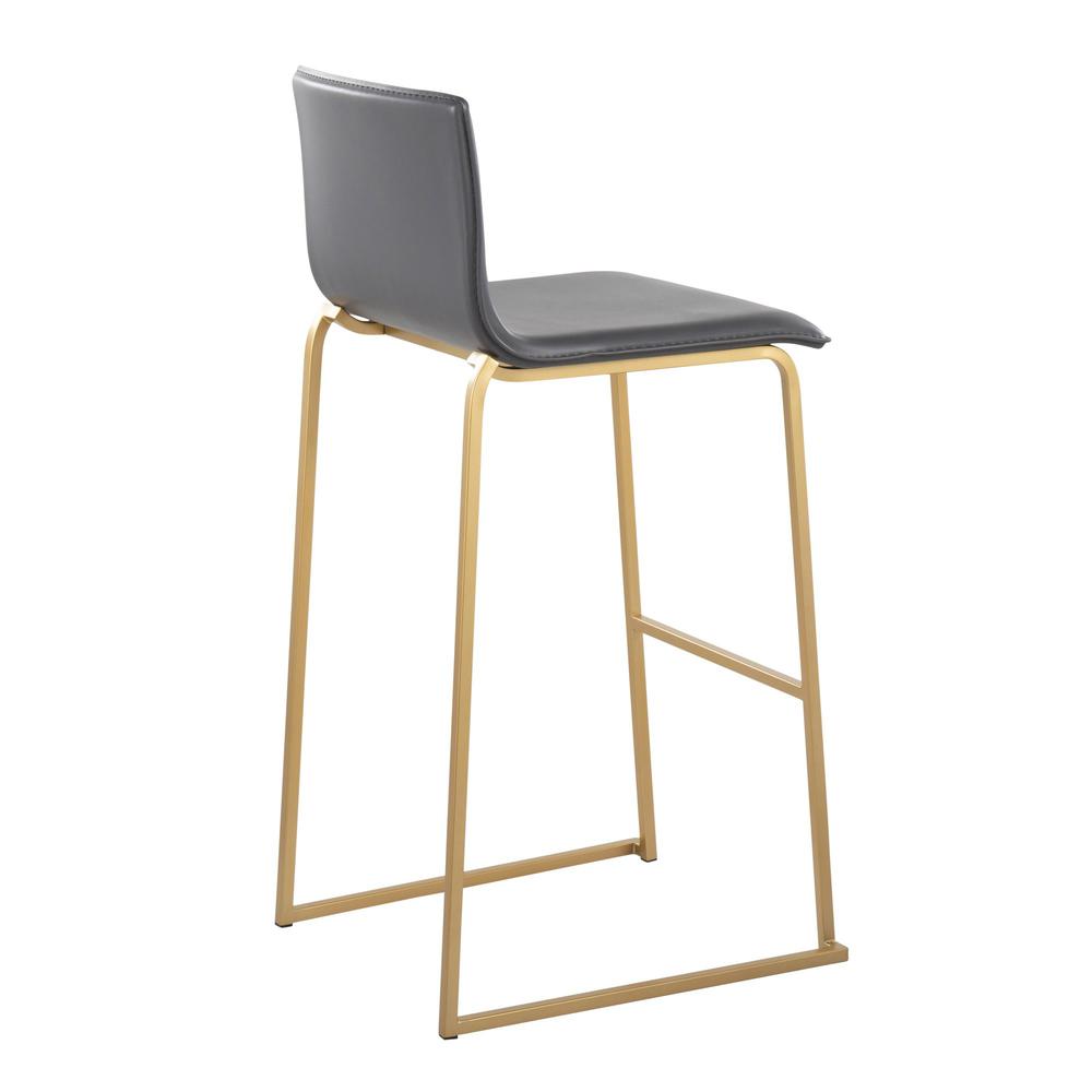 Gold Steel, Grey PU Mara Barstool - Set of 2. Picture 4