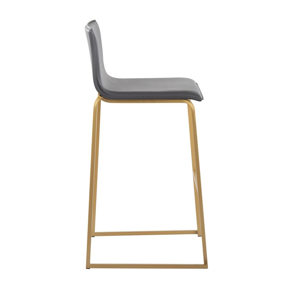 Gold Steel, Grey PU Mara Barstool - Set of 2. Picture 3
