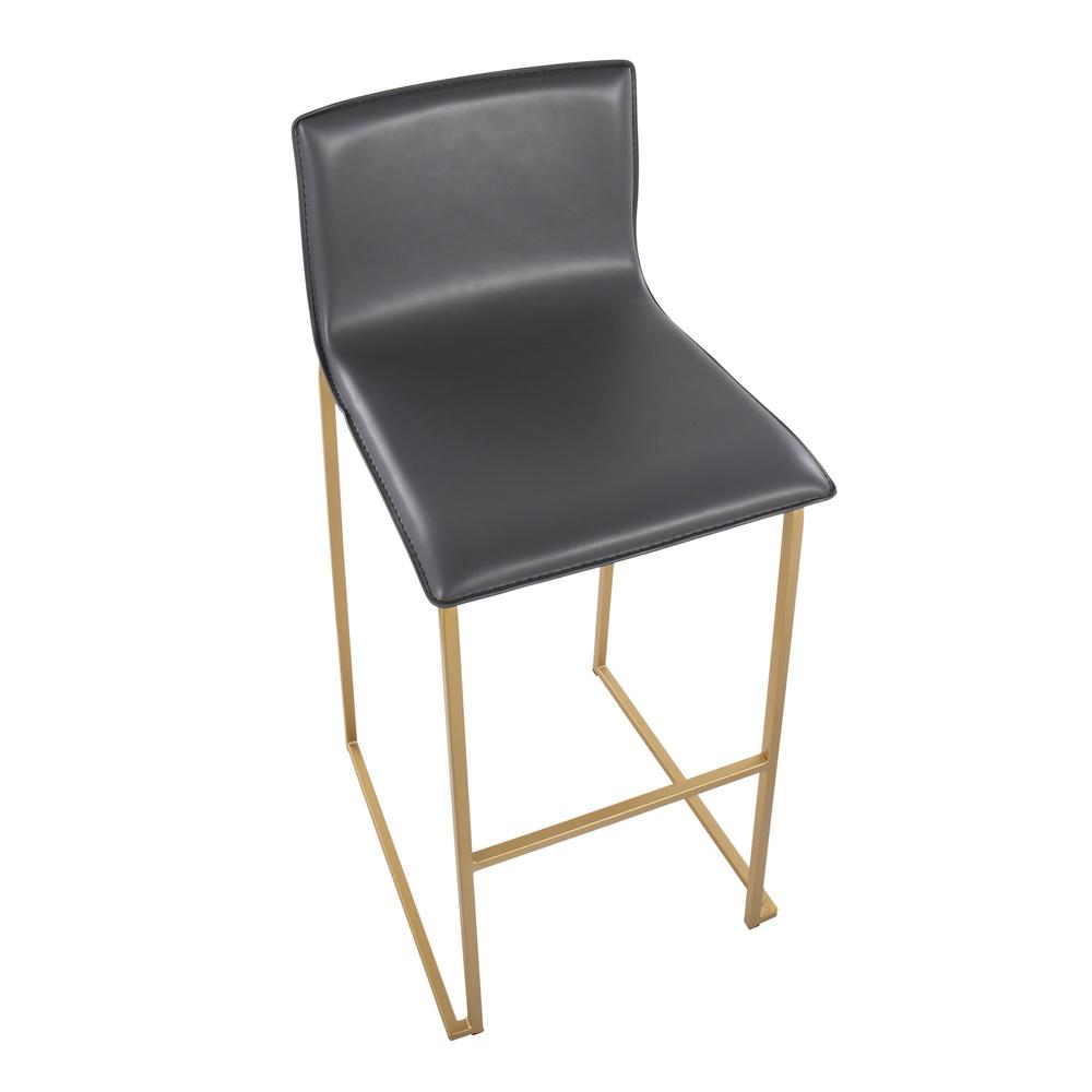 Gold Steel, Grey PU Mara Barstool - Set of 2. Picture 7