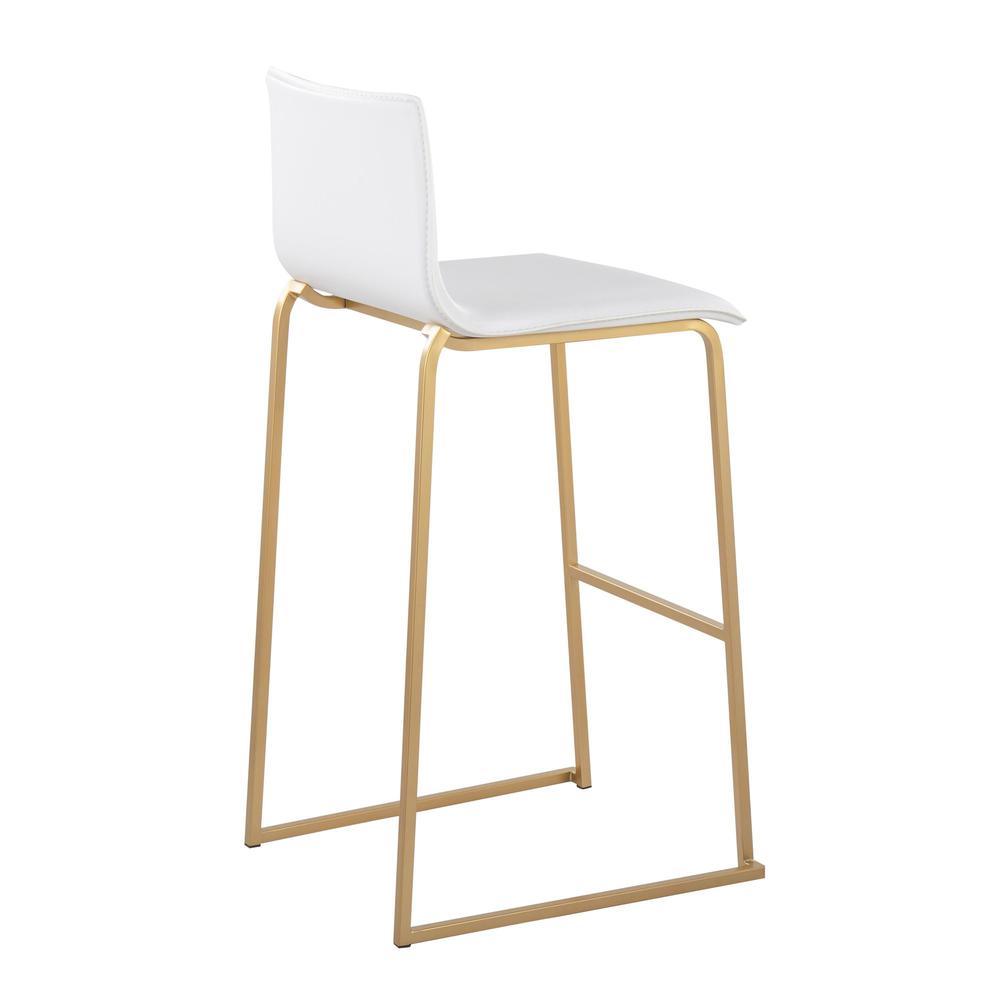 Gold Steel, White PU Mara Barstool - Set of 2. Picture 4
