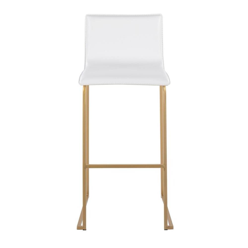 Gold Steel, White PU Mara Barstool - Set of 2. Picture 6