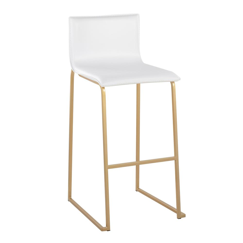 Gold Steel, White PU Mara Barstool - Set of 2. Picture 2