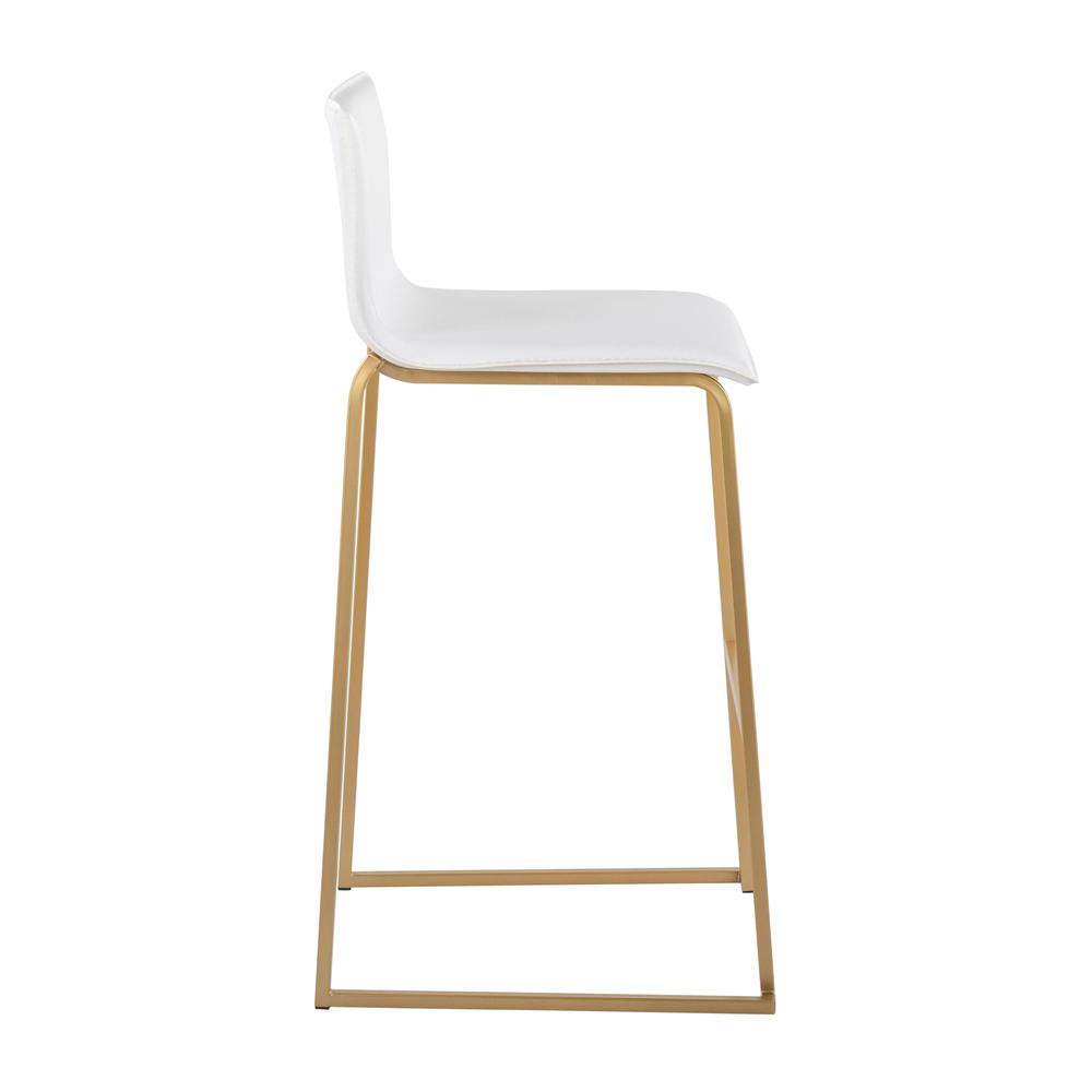 Gold Steel, White PU Mara Barstool - Set of 2. Picture 3