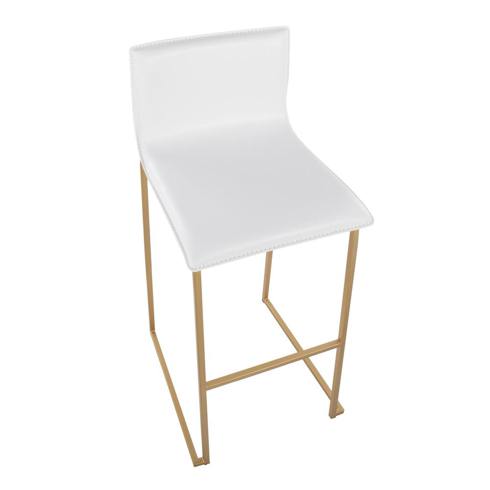 Gold Steel, White PU Mara Barstool - Set of 2. Picture 7