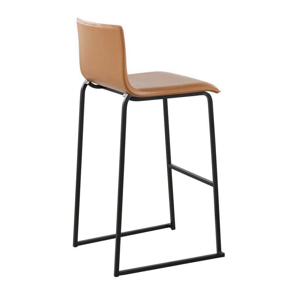Black Steel, Camel PU Mara Barstool - Set of 2. Picture 4