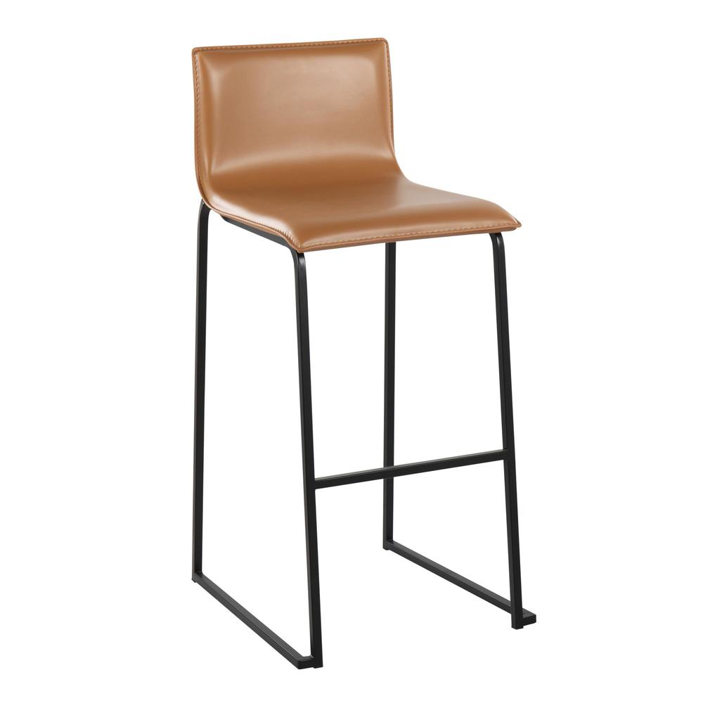 Black Steel, Camel PU Mara Barstool - Set of 2. Picture 2