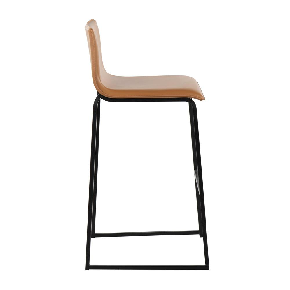 Black Steel, Camel PU Mara Barstool - Set of 2. Picture 3