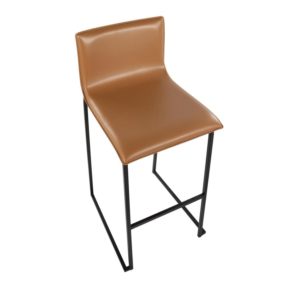 Black Steel, Camel PU Mara Barstool - Set of 2. Picture 7