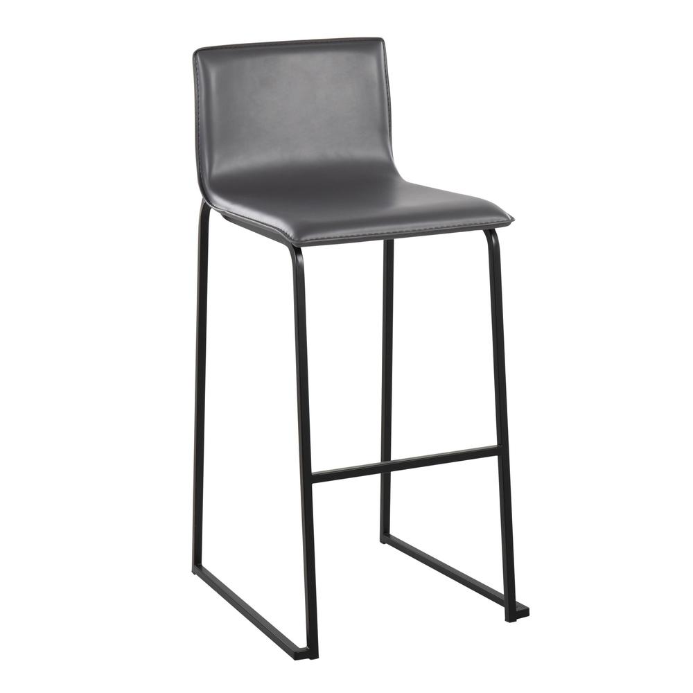 Black Steel, Grey PU Mara Barstool - Set of 2. Picture 2