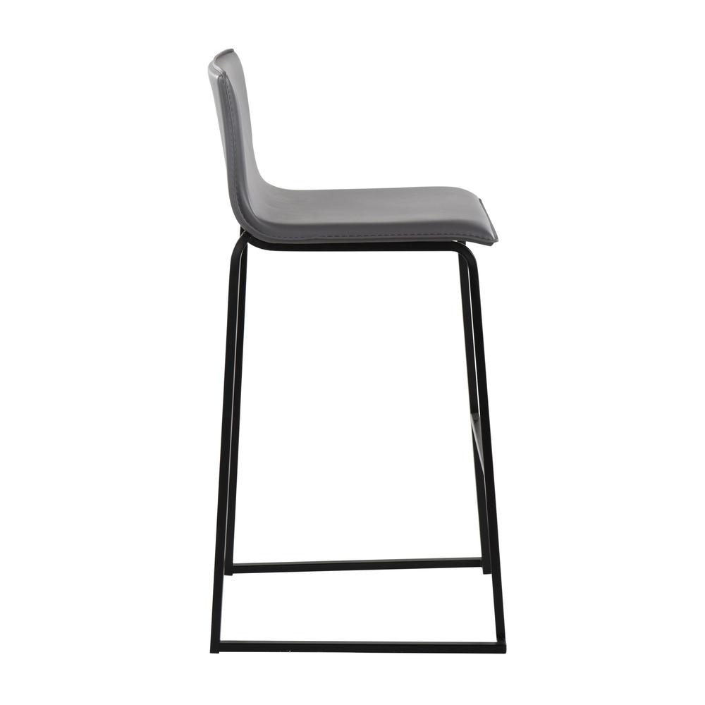 Black Steel, Grey PU Mara Barstool - Set of 2. Picture 3