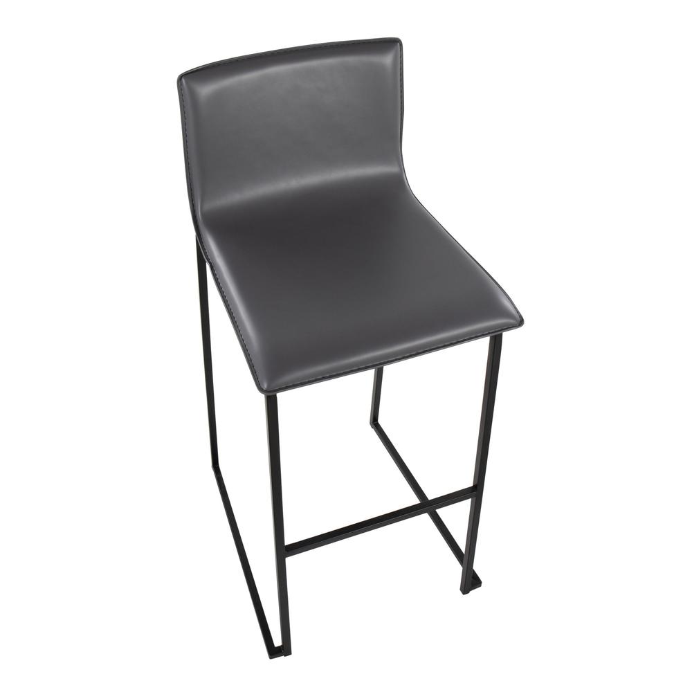 Black Steel, Grey PU Mara Barstool - Set of 2. Picture 7