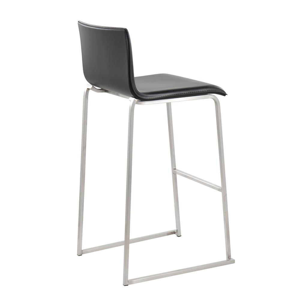 Stainless Steel, Black PU Mara Barstool - Set of 2. Picture 4