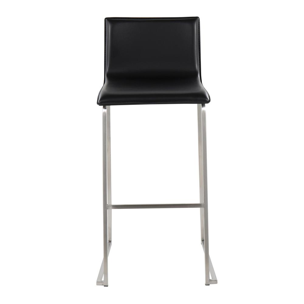 Stainless Steel, Black PU Mara Barstool - Set of 2. Picture 6