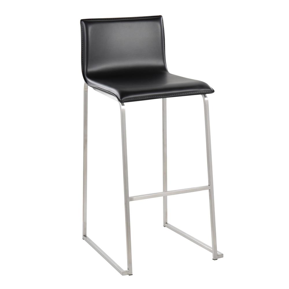Stainless Steel, Black PU Mara Barstool - Set of 2. Picture 2