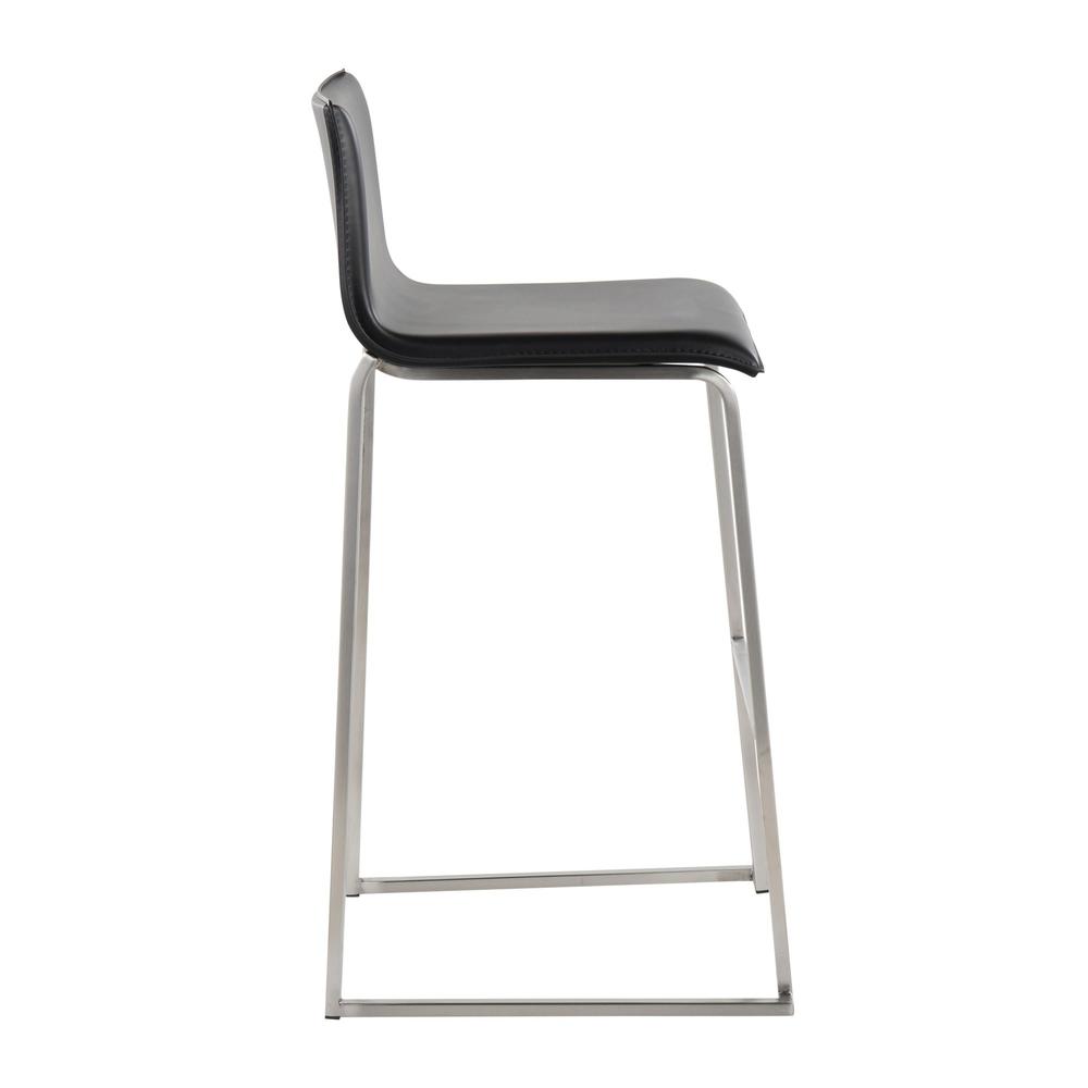 Stainless Steel, Black PU Mara Barstool - Set of 2. Picture 3