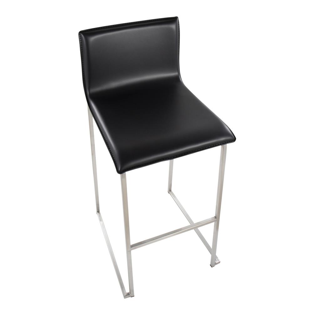 Stainless Steel, Black PU Mara Barstool - Set of 2. Picture 7
